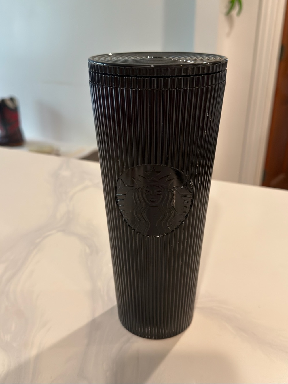 Starbucks Black Ribbed Tumbler with Logo